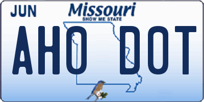 MO license plate AH0D0T