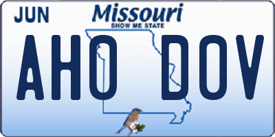 MO license plate AH0D0V