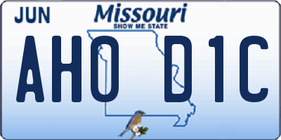 MO license plate AH0D1C