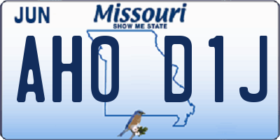 MO license plate AH0D1J