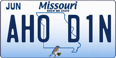 MO license plate AH0D1N