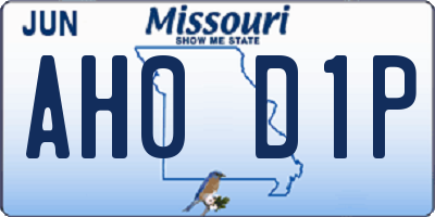 MO license plate AH0D1P