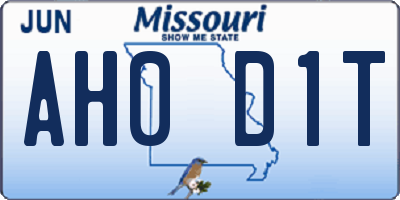 MO license plate AH0D1T