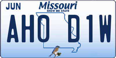 MO license plate AH0D1W