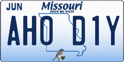 MO license plate AH0D1Y