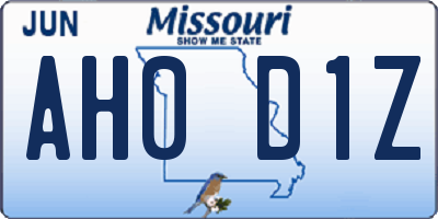 MO license plate AH0D1Z