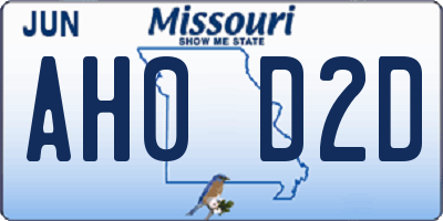 MO license plate AH0D2D