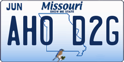 MO license plate AH0D2G