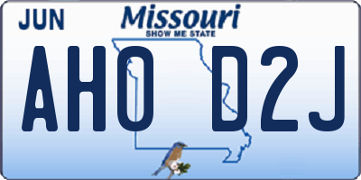 MO license plate AH0D2J