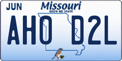 MO license plate AH0D2L