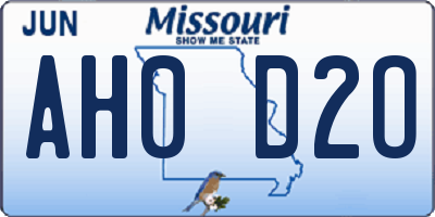 MO license plate AH0D2O
