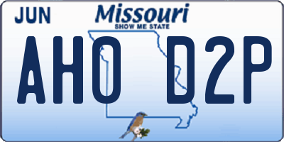MO license plate AH0D2P