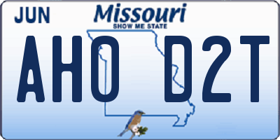 MO license plate AH0D2T