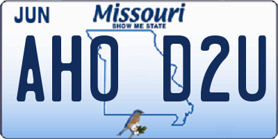 MO license plate AH0D2U