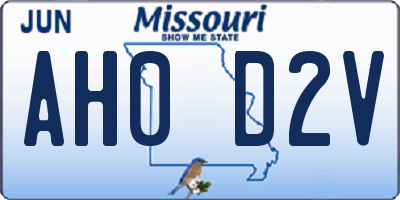 MO license plate AH0D2V