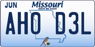 MO license plate AH0D3L