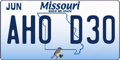 MO license plate AH0D3O