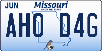 MO license plate AH0D4G