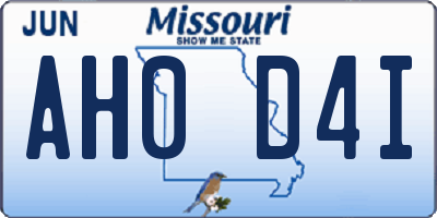 MO license plate AH0D4I