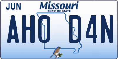 MO license plate AH0D4N