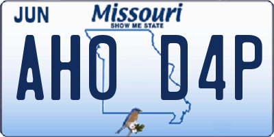 MO license plate AH0D4P