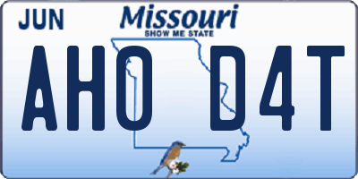 MO license plate AH0D4T