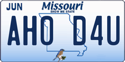 MO license plate AH0D4U