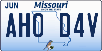 MO license plate AH0D4V