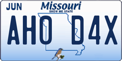 MO license plate AH0D4X