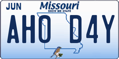 MO license plate AH0D4Y