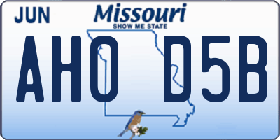 MO license plate AH0D5B