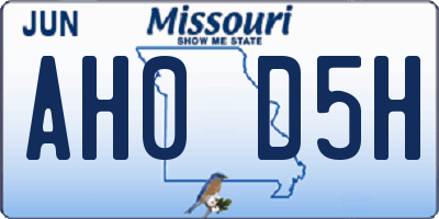 MO license plate AH0D5H