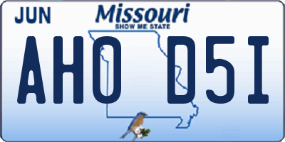 MO license plate AH0D5I