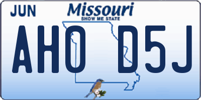 MO license plate AH0D5J