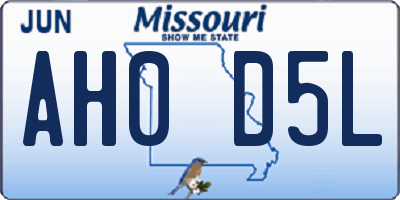 MO license plate AH0D5L