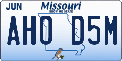 MO license plate AH0D5M