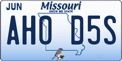 MO license plate AH0D5S