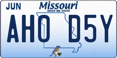 MO license plate AH0D5Y