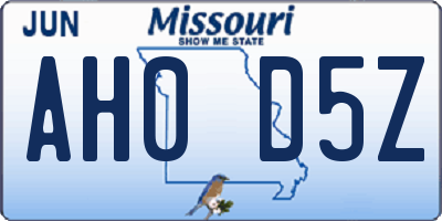 MO license plate AH0D5Z