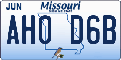 MO license plate AH0D6B