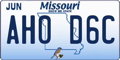 MO license plate AH0D6C