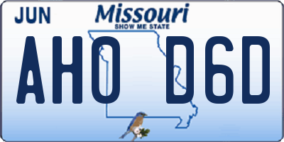 MO license plate AH0D6D