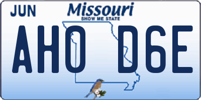 MO license plate AH0D6E