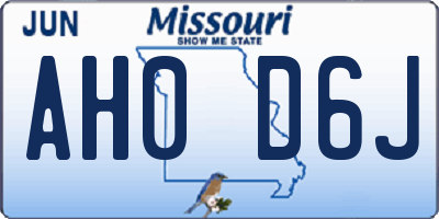 MO license plate AH0D6J