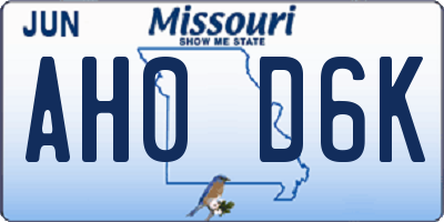 MO license plate AH0D6K