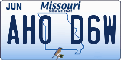 MO license plate AH0D6W