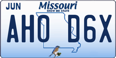 MO license plate AH0D6X