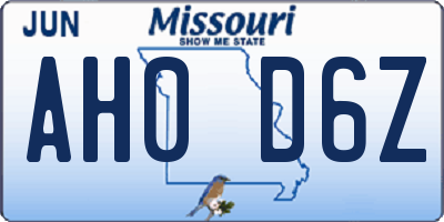 MO license plate AH0D6Z