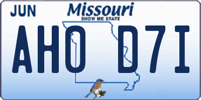 MO license plate AH0D7I