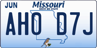 MO license plate AH0D7J